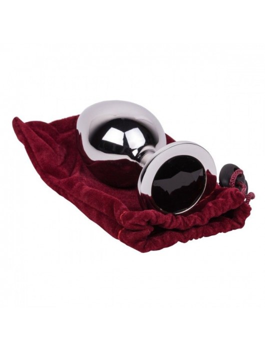 Большой стальной плаг с черным кристаллом Black Rave - 9,5 см. - Erotic Fantasy - купить с доставкой в Березниках