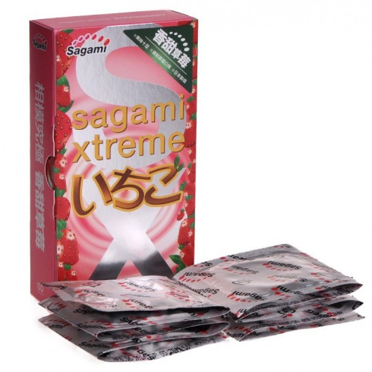 Презервативы Sagami Xtreme Strawberry c ароматом клубники - 10 шт. - Sagami - купить с доставкой в Березниках