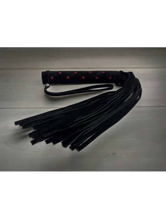 Черная замшевая плеть с красными точками на рукояти Red dot Princess - 43 см. - БДСМ Арсенал - купить с доставкой в Березниках