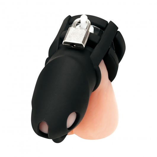 Черная клетка для пениса Silicone Small 2 in Cock Cage With Ball Divider - BlueLine - купить с доставкой в Березниках
