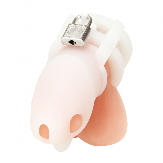 Белая клетка для пениса Silicone Small 2 in Cock Cage With Ball Divider - BlueLine - купить с доставкой в Березниках
