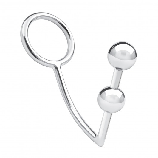 Кольцо на пенис с анальным стимулятором Two Bead Stainless Steel Anal Hook   Cock Ring - BlueLine - в Березниках купить с доставкой