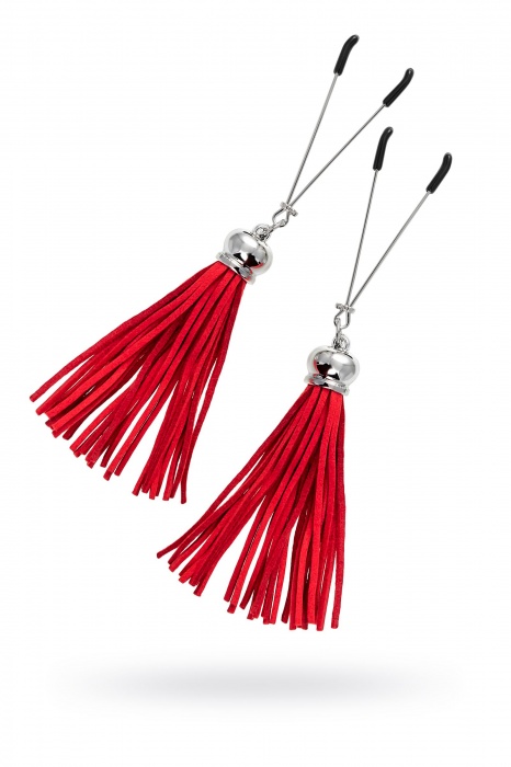 Зажимы на соски «Вилки» с красными кисточками из замши - Pecado - купить с доставкой в Березниках