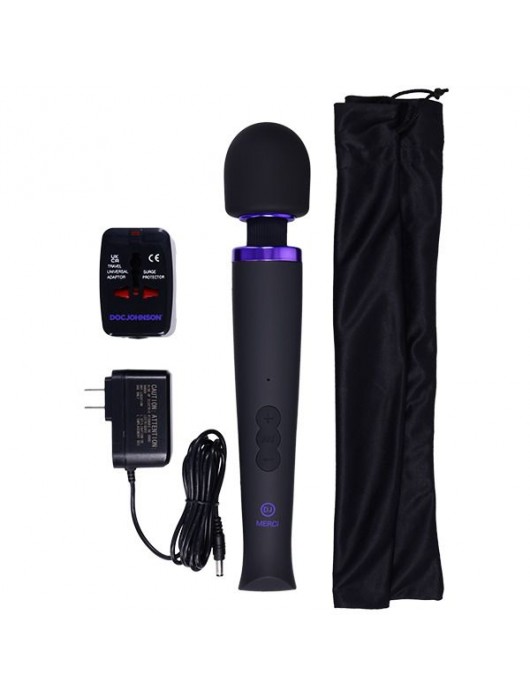 Черный жезловый вибромассажёр Merci Power Wand - Doc Johnson