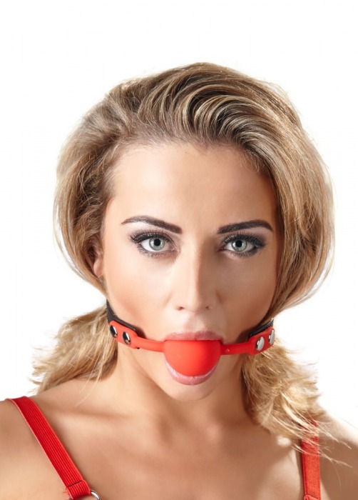 Силиконовый кляп-шар на чёрных ремешках Red Gag silicone - Orion - купить с доставкой в Березниках