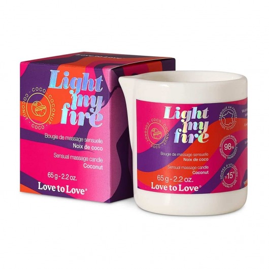 Массажная свеча Light My Fire Coconut с ароматом кокоса - 65 гр. - Love to Love - купить с доставкой в Березниках