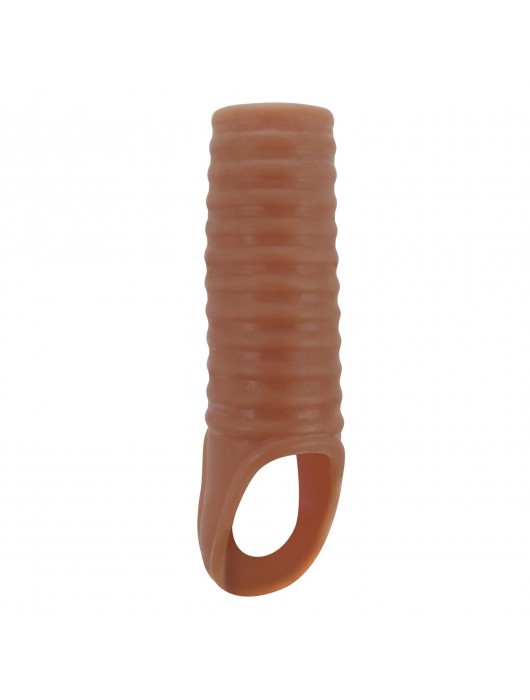 Телесная насадка на пенис с ребрышками и подхватом мошонки - Baile - в Березниках купить с доставкой