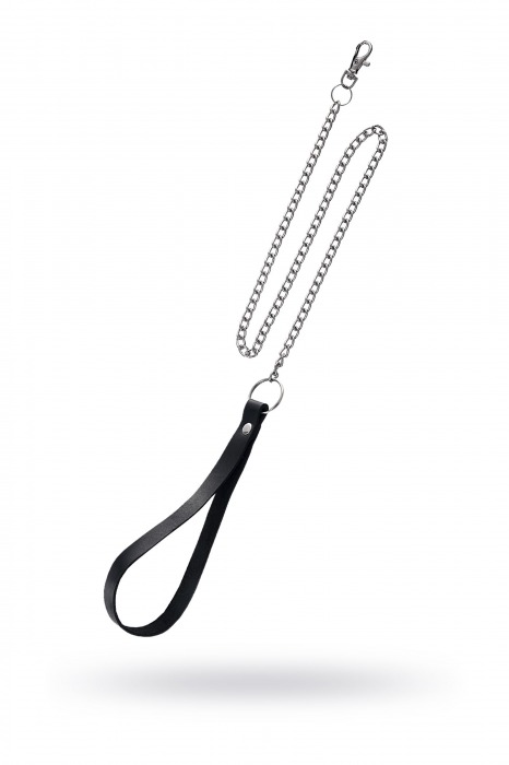 Поводок с ручкой из черной натуральной кожи и карабином для ошейника - Pecado - купить с доставкой в Березниках