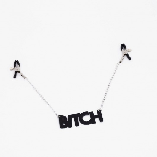 Зажимы на соски с кожаной подвеской Bitch - Crazy Handmade - купить с доставкой в Березниках