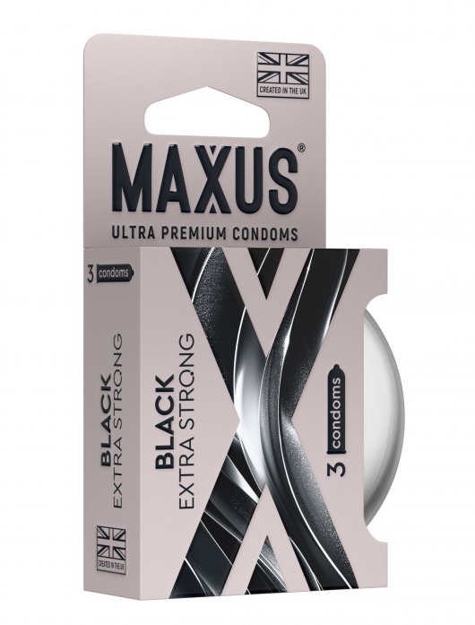 Черные утолщенные презервативы MAXUS Extra Strong с железным кейсом - 3 шт. - Maxus - купить с доставкой в Березниках