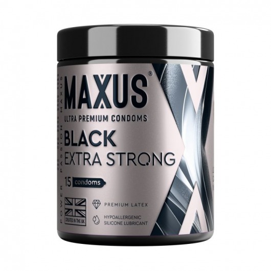 Черные утолщенные презервативы MAXUS Extra Strong с железным кейсом - 15 шт. - Maxus - купить с доставкой в Березниках