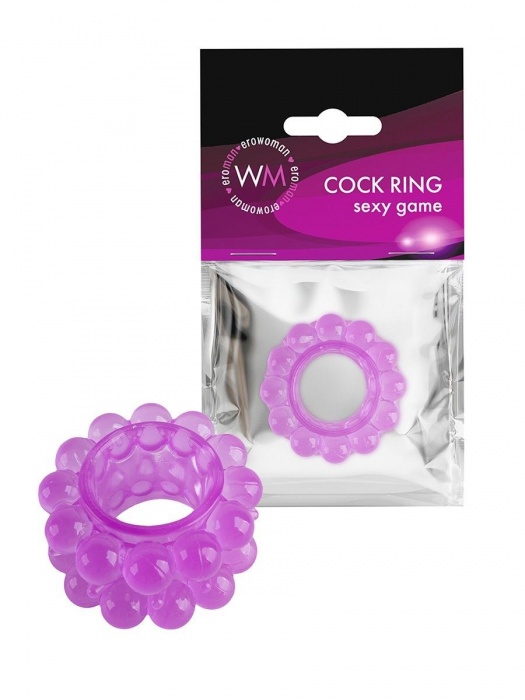 Лиловое эрекционное кольцо с 2 рядами стимулирующих шариков - Erowoman-Eroman - в Березниках купить с доставкой