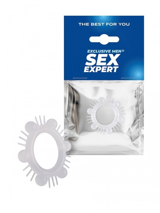 Эластичное эрекционное кольцо с шипиками и шариками - Sex Expert - в Березниках купить с доставкой