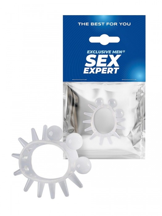 Эластичное эрекционное кольцо с шариками и лучами - Sex Expert - в Березниках купить с доставкой