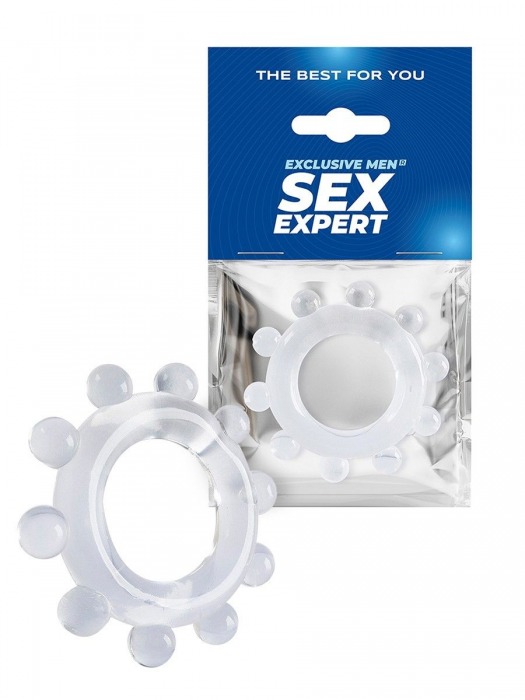 Прозрачное эрекционное кольцо со стимулирующими шариками - Sex Expert - в Березниках купить с доставкой