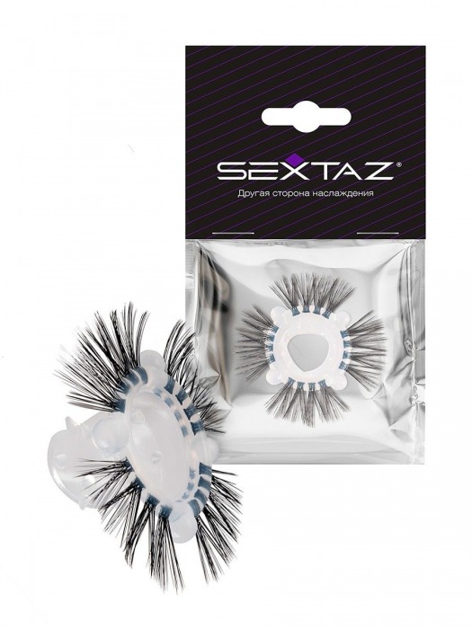 Эластичное эрекционное кольцо с черными «ресничками» - Sextaz - в Березниках купить с доставкой