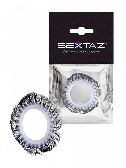 Эластичное эрекционное колечко с черными «ресничками» - Sextaz - в Березниках купить с доставкой