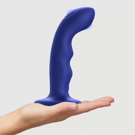Синяя насадка-стимулятор Strap-On-Me Tapping Dildo Wave - Strap-on-me - купить с доставкой в Березниках