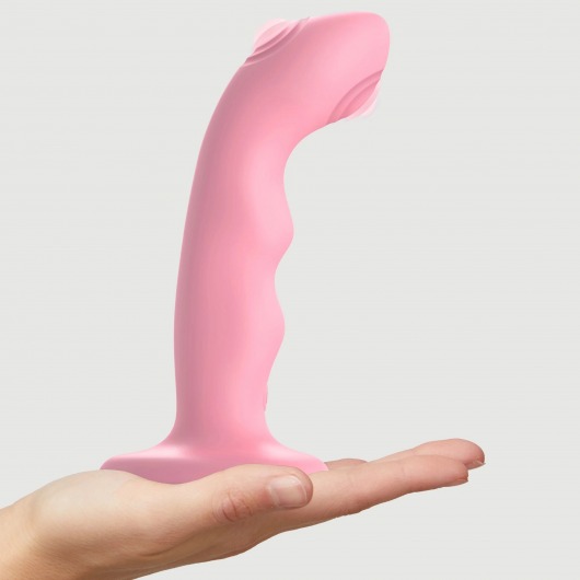 Розовая насадка-стимулятор Strap-On-Me Tapping Dildo Wave - Strap-on-me - купить с доставкой в Березниках