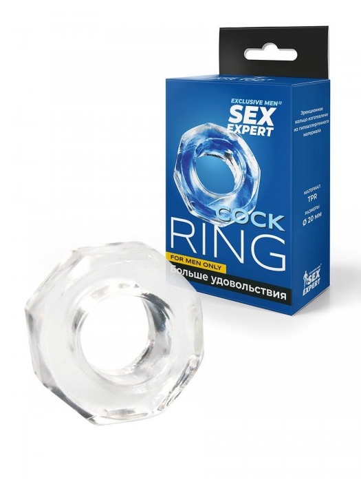 Прозрачное эрекционное кольцо в форме гайки - Sex Expert - в Березниках купить с доставкой