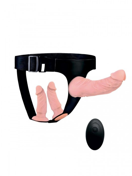 Женский страпон с 3 насадками и вибрацией - Erowoman-Eroman - купить с доставкой в Березниках