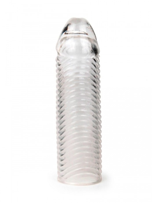 Прозрачная закрытая насадка на пенис с ребрышками - 16 см. - Sex Expert - в Березниках купить с доставкой