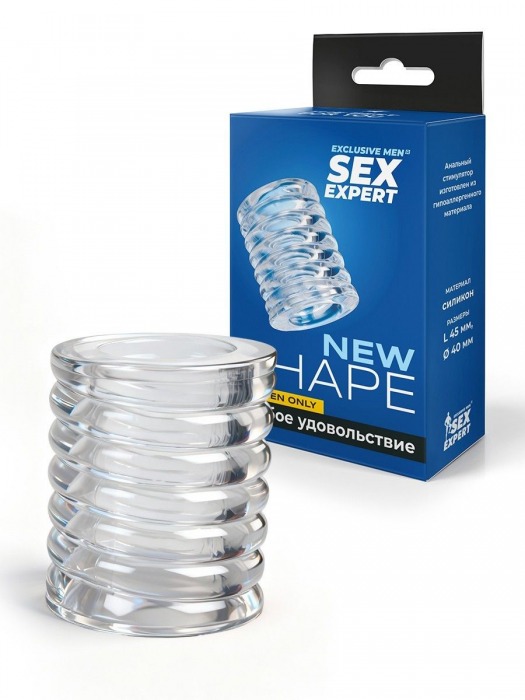 Прозрачная сквозная насадка на пенис с ребрышками - Sex Expert - в Березниках купить с доставкой