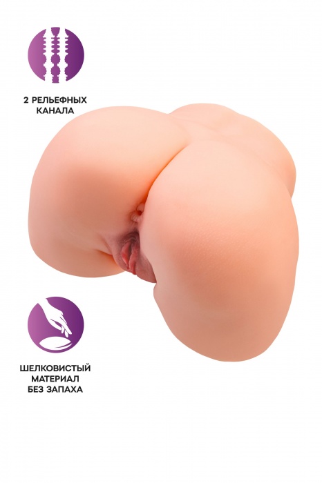 Телесный мастурбатор в форме попки с 2 любовными входами - No Name - в Березниках купить с доставкой