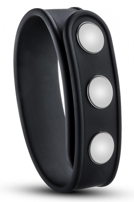 Черное эрекционное кольцо на кнопках - Blush Novelties - в Березниках купить с доставкой