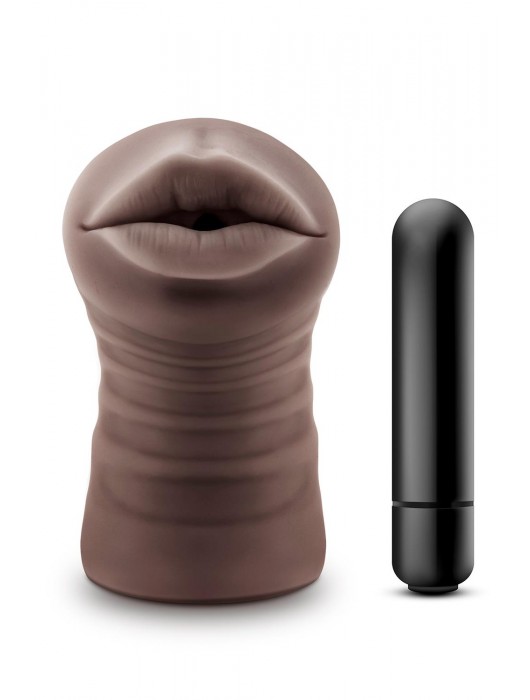 Коричневый мастурбатор-ротик Krystal Vibrating Masturbator - Blush Novelties - в Березниках купить с доставкой