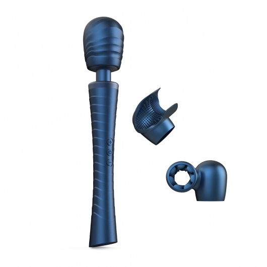 Синий вибромассажёр с насадками Man.wand Edgy - Manwan - в Березниках купить с доставкой