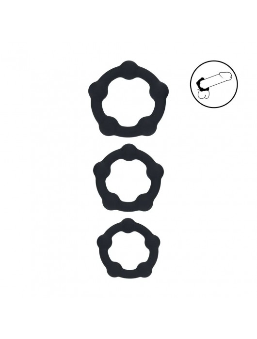Набор из 3 эрекционных колец Beaded Silicone Cockring Set - Shots Media BV - в Березниках купить с доставкой