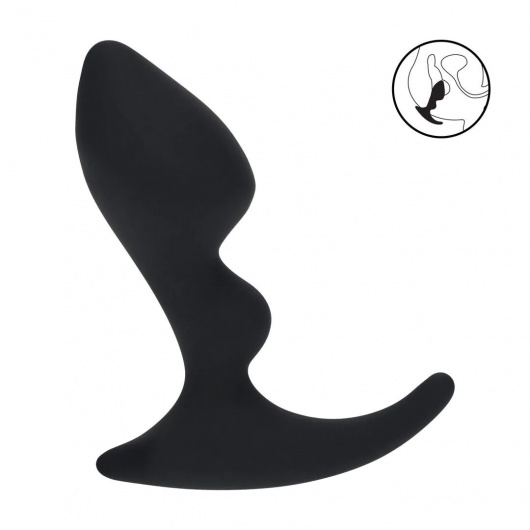 Черная анальная пробка для массажа простаты Double Ripple Silicone Prostate Massager - Shots Media BV - в Березниках купить с доставкой