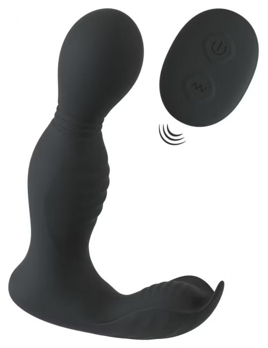 Черная анальная пробка с вибрацией, вращением и пультом ДУ RC Butt Plug with 2 Functions - Orion - в Березниках купить с доставкой