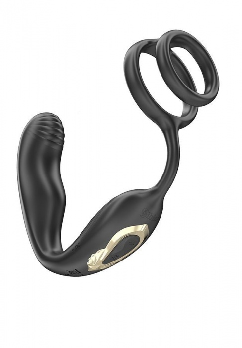 Черная анальная пробка с вращением и эрекционными кольцами - Ibiza - в Березниках купить с доставкой