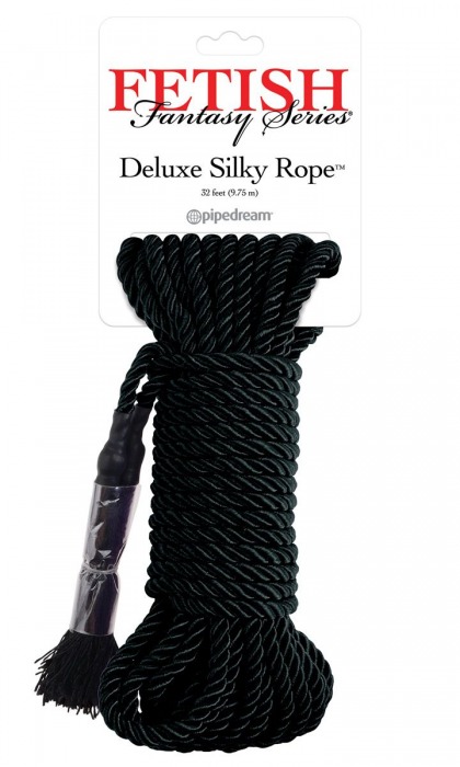 Черная веревка для фиксации Deluxe Silky Rope - 9,75 м. - Pipedream - купить с доставкой в Березниках