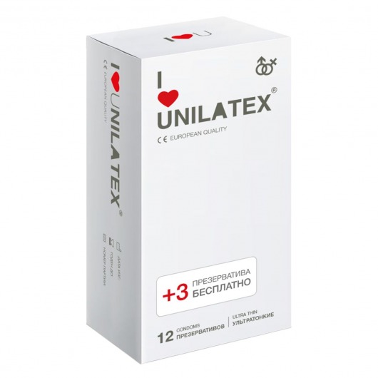 Ультратонкие презервативы Unilatex Ultra Thin - 12 шт. + 3 шт. в подарок - Unilatex - купить с доставкой в Березниках