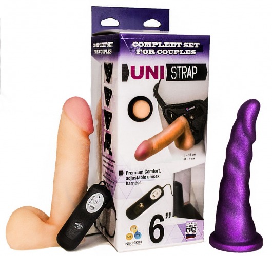 Вибрострапон с двумя насадками UniStrap - 18 и 18 см. - LOVETOY (А-Полимер) - купить с доставкой в Березниках