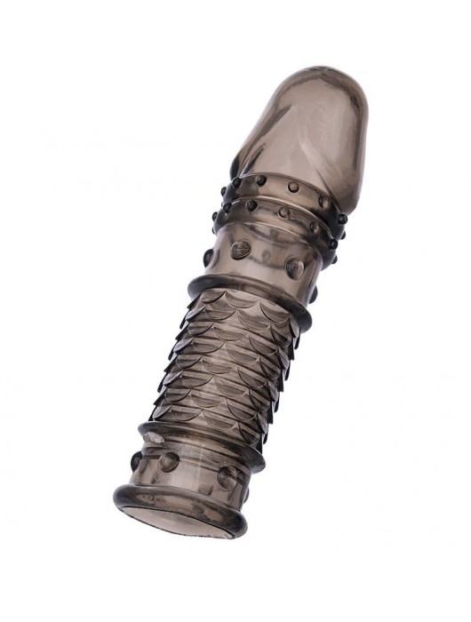 Дымчатая закрытая насадка ToyFa XLover с чешуйками и пупырышками - 13,5 см. - ToyFa - в Березниках купить с доставкой