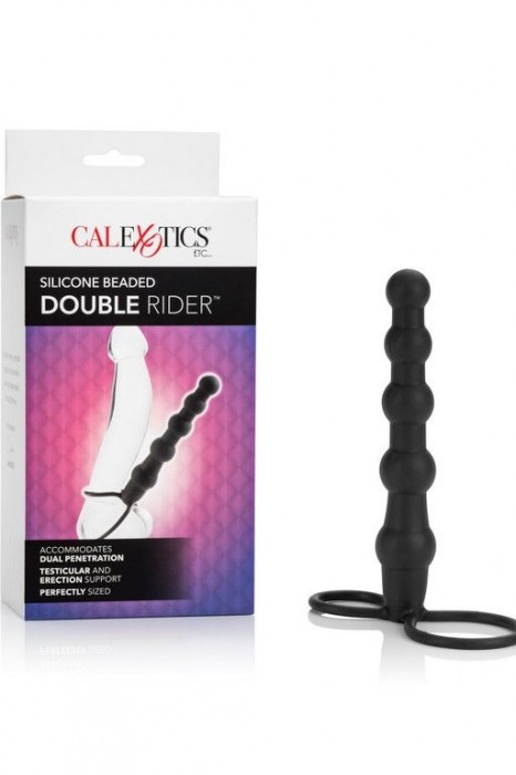 Насадка на пенис для двойного проникновения Silicone Beaded Double Rider - 14 см. - California Exotic Novelties - в Березниках купить с доставкой