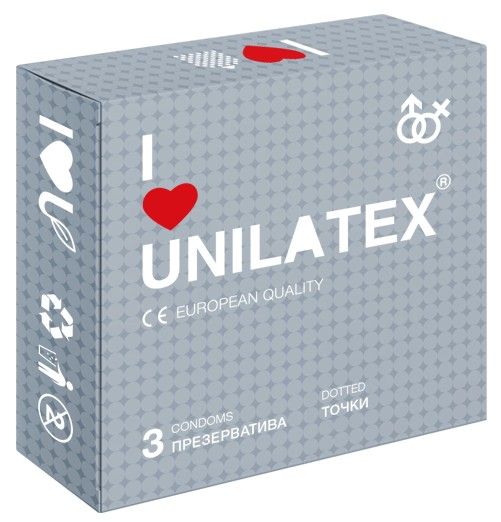 Презервативы с точками Unilatex Dotted - 3 шт. - Unilatex - купить с доставкой в Березниках