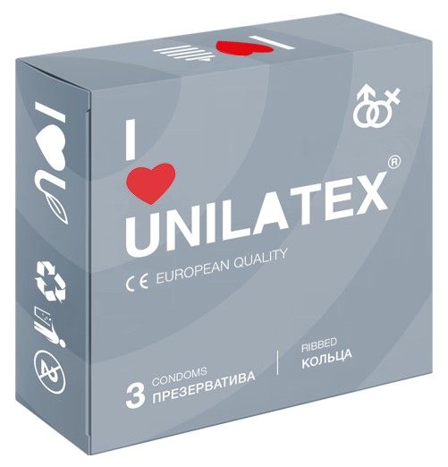 Презервативы с рёбрами Unilatex Ribbed - 3 шт. - Unilatex - купить с доставкой в Березниках