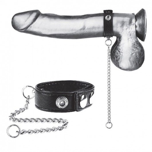 Утяжка на пенис с поводком Snap Cock Ring With 12  Leash - BlueLine - купить с доставкой в Березниках