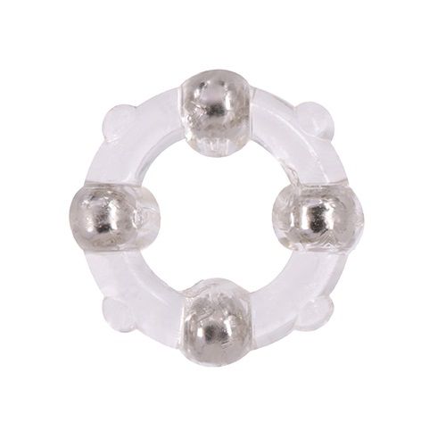 Эрекционное кольцо с 4 бусинами MENZSTUFF STUD RING CLEAR - Dream Toys - в Березниках купить с доставкой