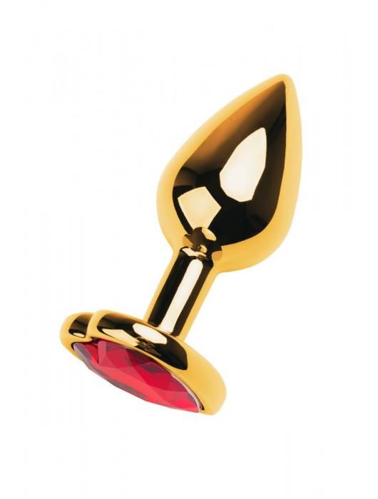 Золотистая анальная пробка с кристаллом-сердцем - 7,5 см. - ToyFa - купить с доставкой в Березниках