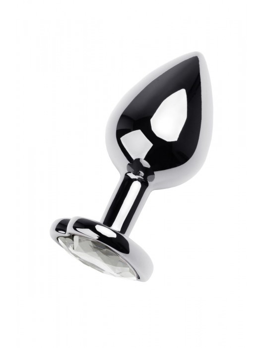 Серебристая анальная пробка с прозрачным кристаллом-сердцем - 8 см. - ToyFa - купить с доставкой в Березниках