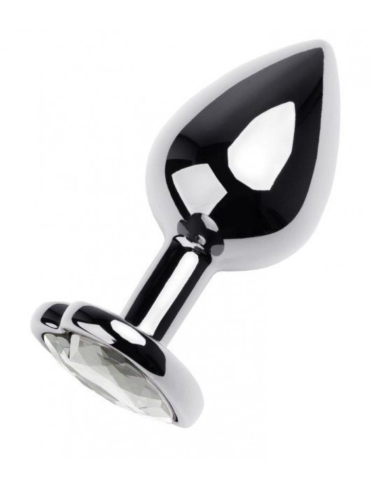 Серебристая анальная пробка с прозрачным кристаллом-сердцем - 8 см. - ToyFa - купить с доставкой в Березниках