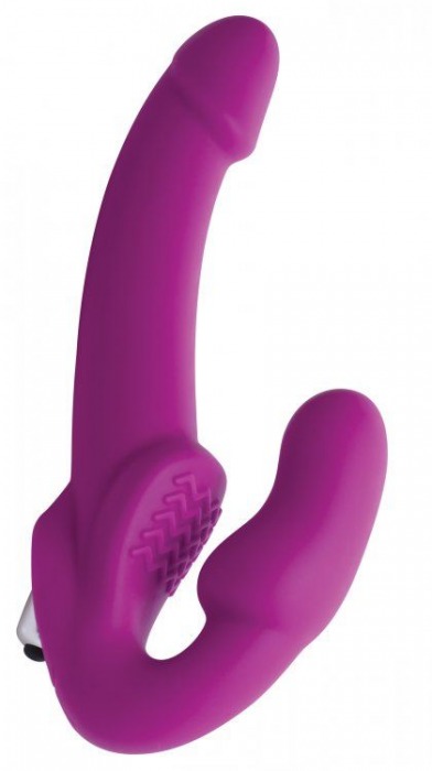 Ярко-розовый безремневой вибрострапон Evoke Vibrating Strapless Silicone Strap-on Dildo - XR Brands - купить с доставкой в Березниках